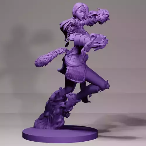 Wolf-clan Brawler 75mm printable gaming miniature 3D print model