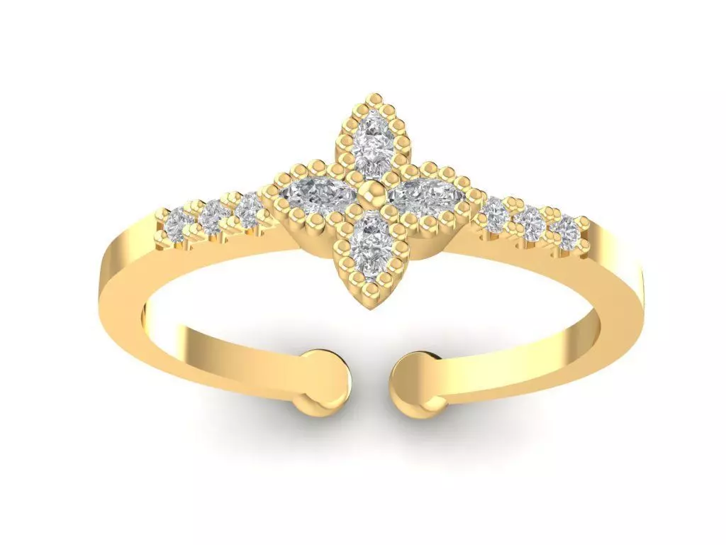 Elegant V Shaped Tiara Style Diamond Ring 1547 3D print model