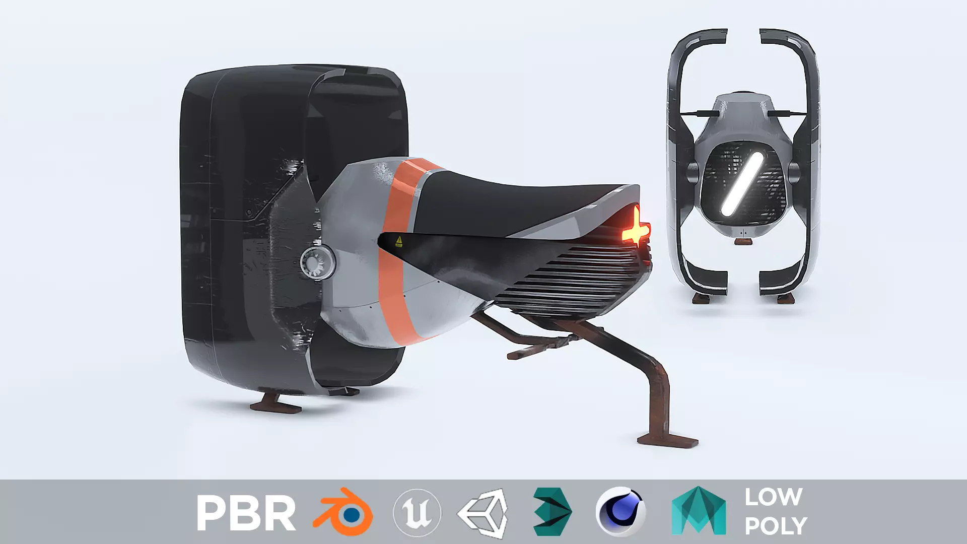 Space race bike futuristic scifi spaceship low poly 3D Low-poly 3D model_0