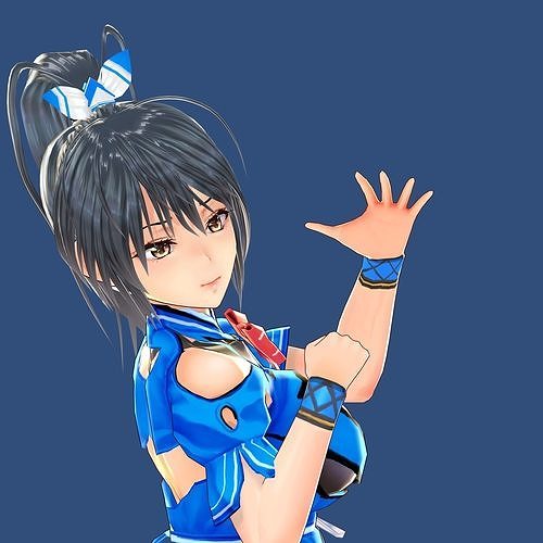 Sexy Anime Girl in Underwear 3D model