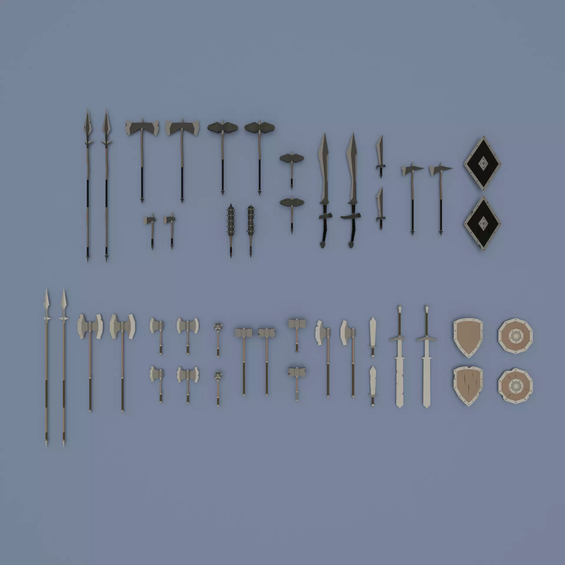 Low poly weapon pack contains stylized models for casual games Low-poly 3D model_0