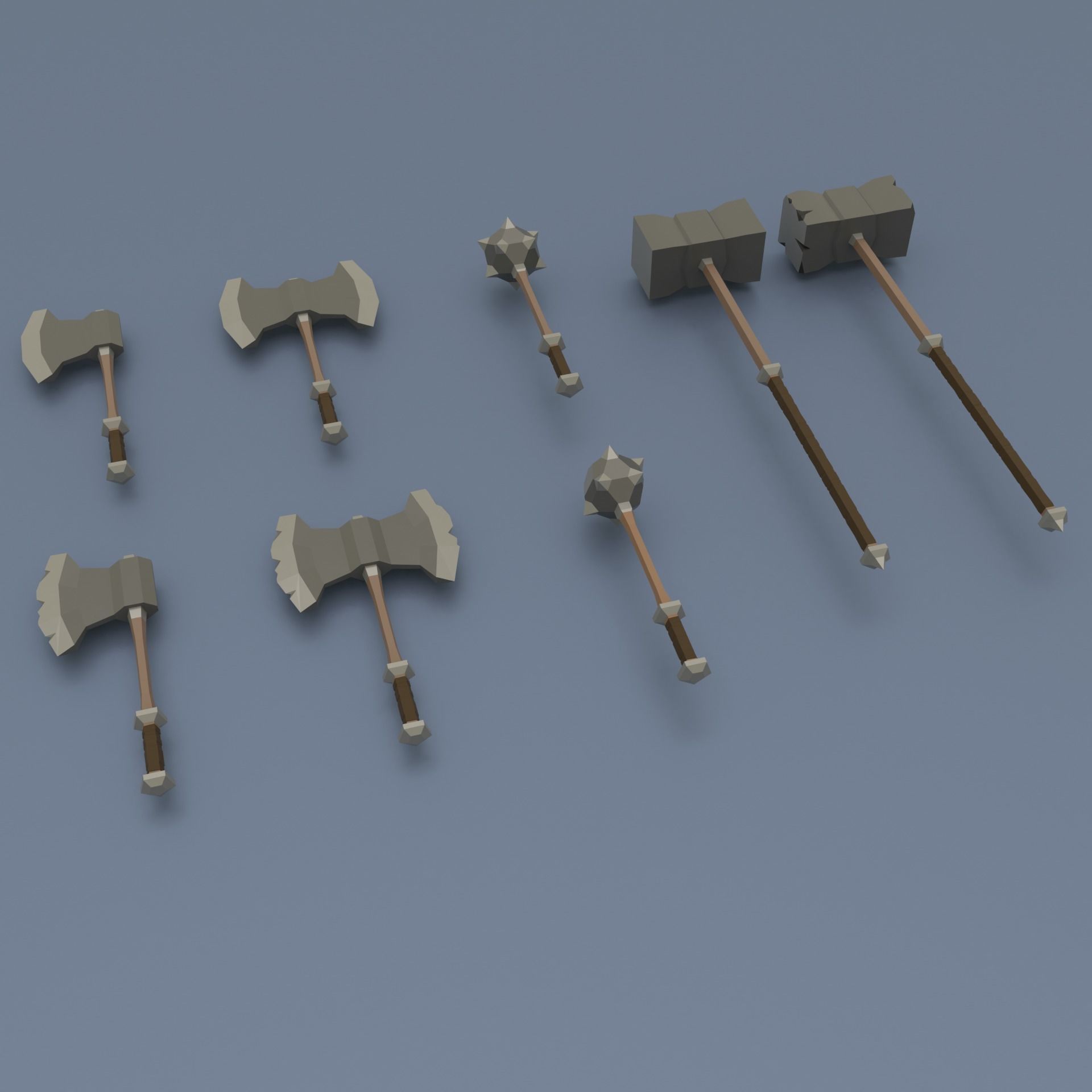 Low poly weapon pack contains stylized models for casual games Low-poly 3D model_12