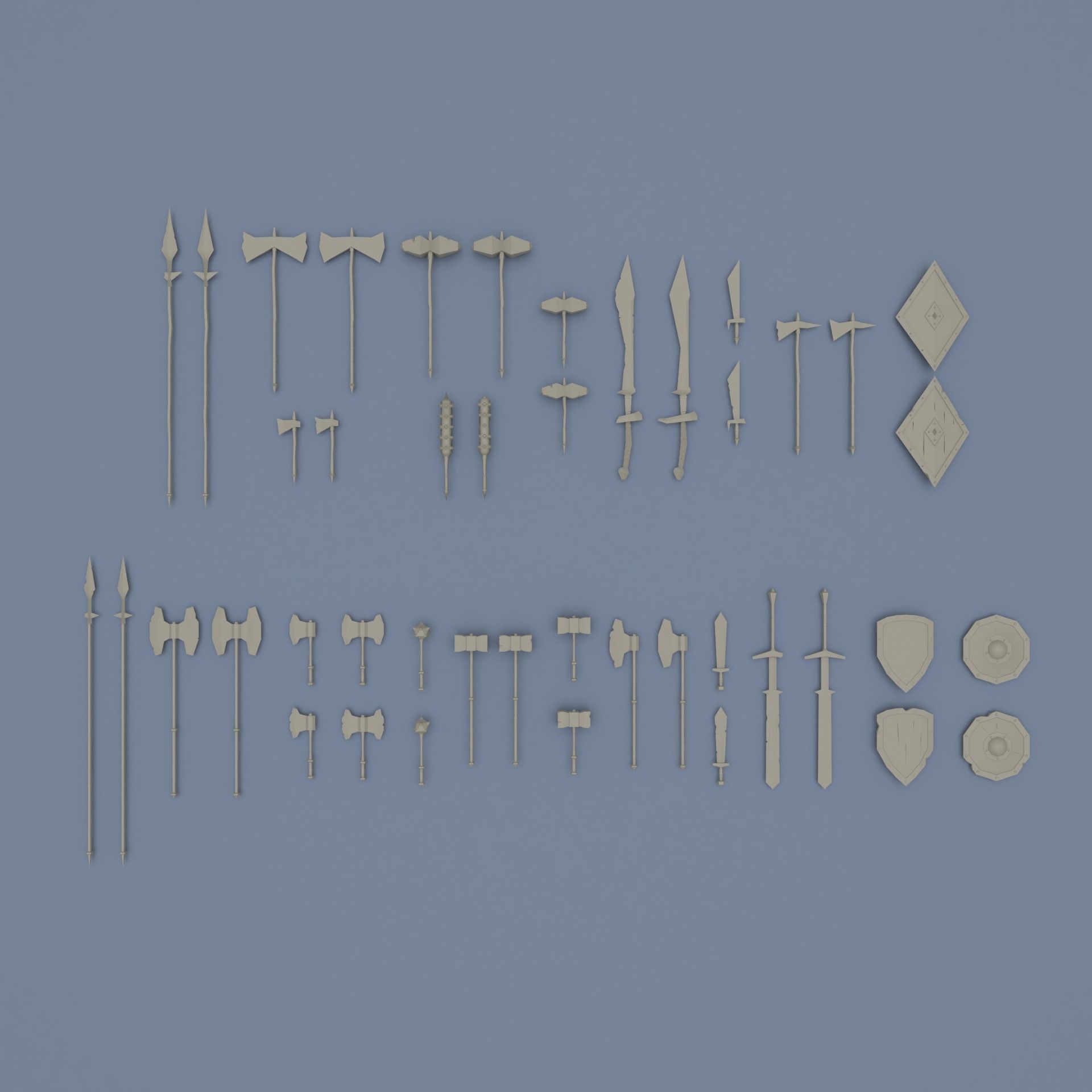 Low poly weapon pack contains stylized models for casual games Low-poly 3D model_1