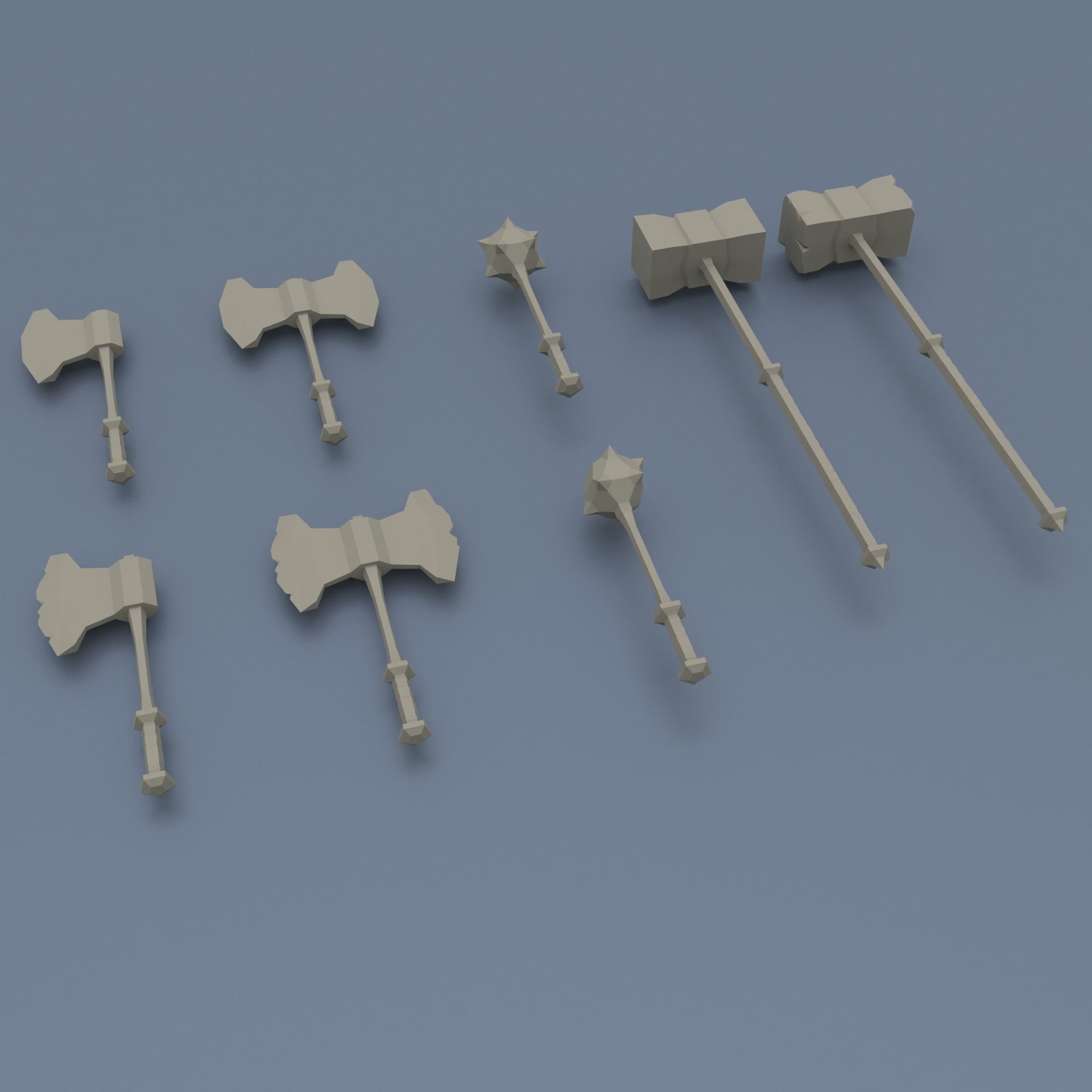 Low poly weapon pack contains stylized models for casual games Low-poly 3D model_13