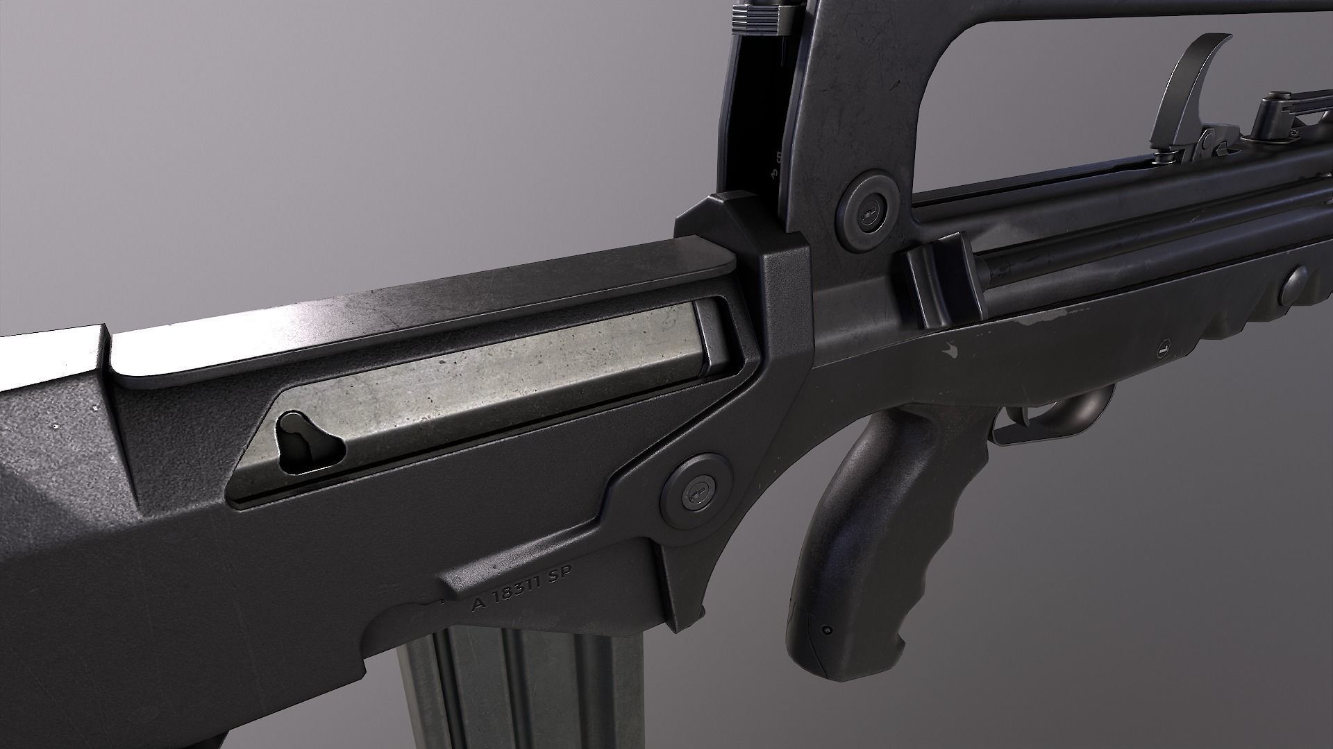FAMAS F1 Rifle Low-poly 3D model_10