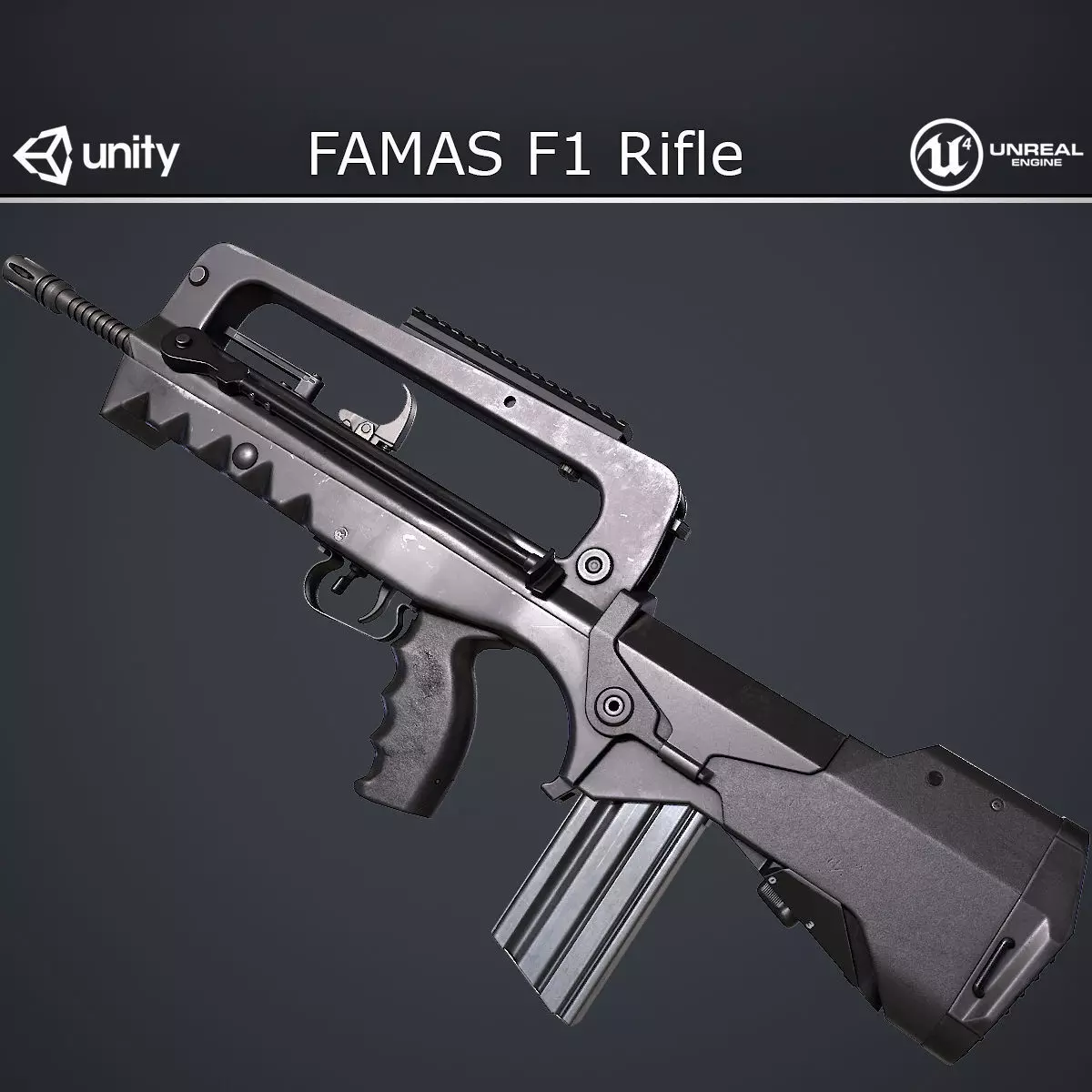 FAMAS F1 Rifle Low-poly 3D model_0