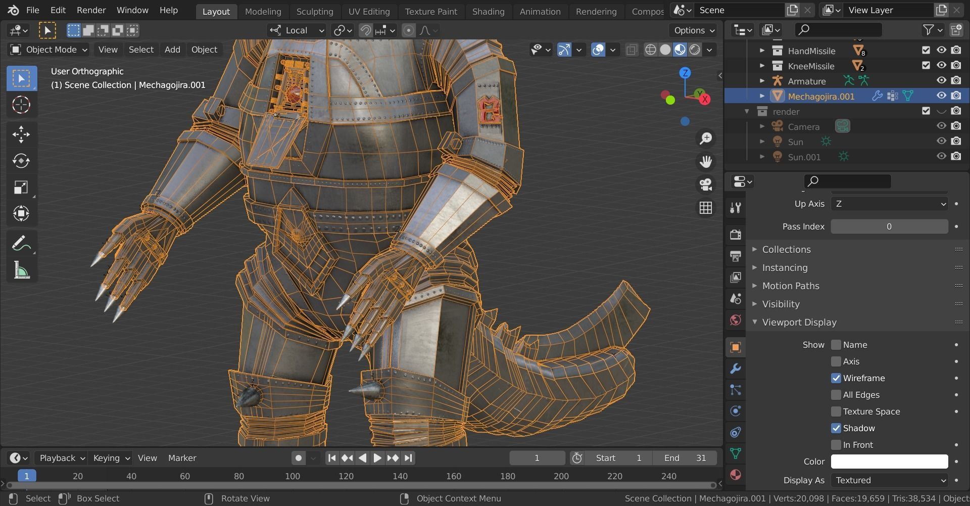 Mechagodzilla Classic Toho Low-poly 3D model_32