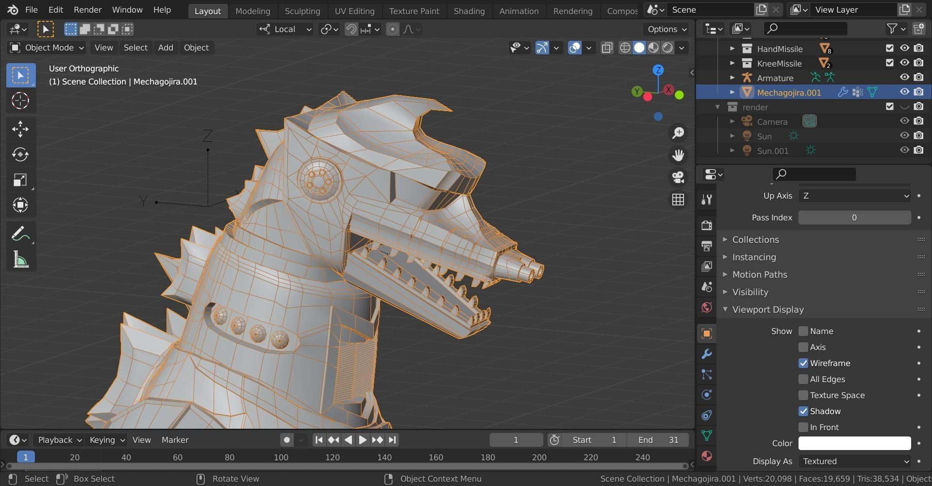 Mechagodzilla Classic Toho Low-poly 3D model_28