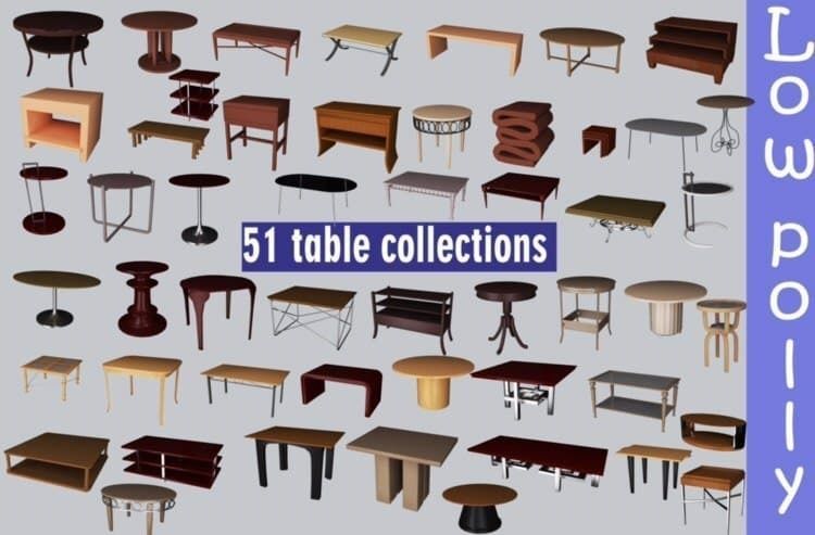 Table template Low Polly Low-poly 3D model_1