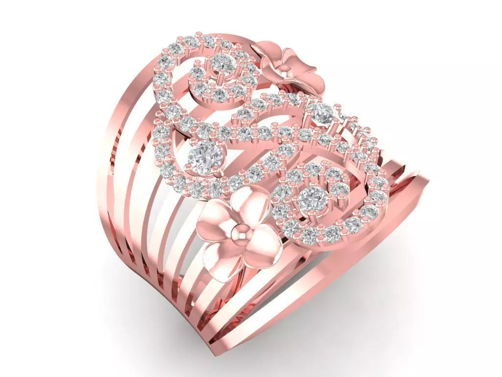 Luxury Floral Diamond Cage Ring Design 1122 3D print model