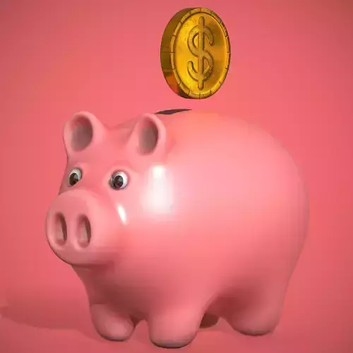 Piggy bank Realtime PBR model - pig with golden coins