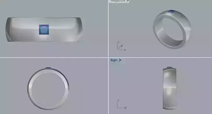 Sterling Silver Single Square Gents Ring