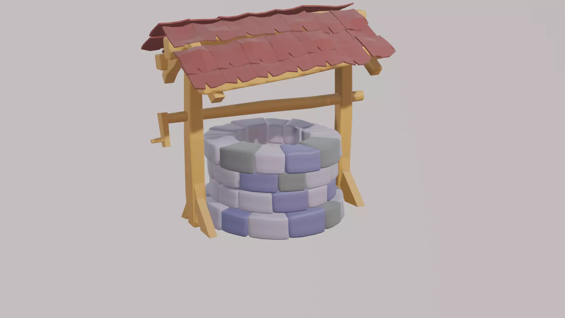 Low Poly Well water with roof Free low-poly 3D model
