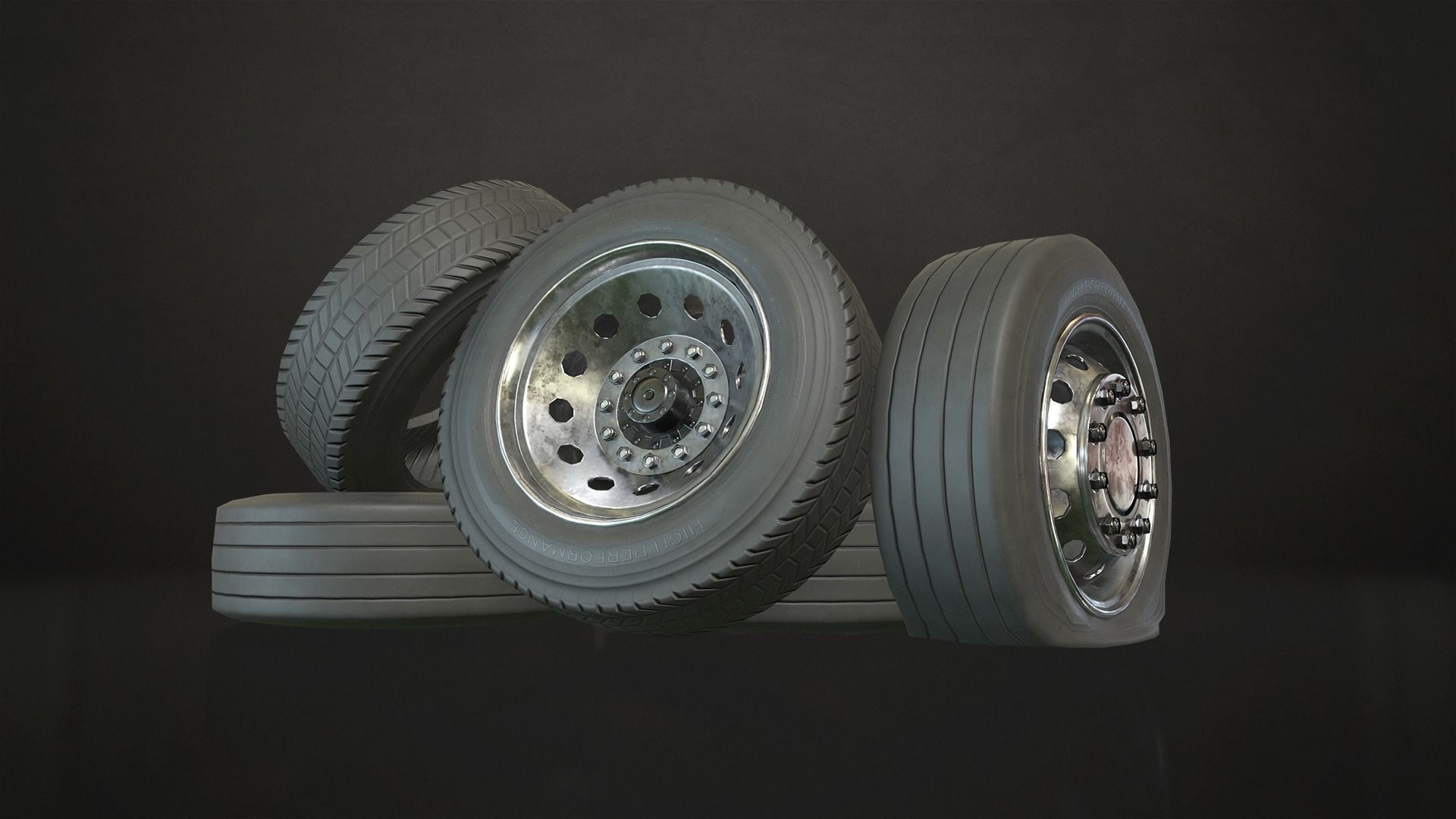 3D model Truck Wheels Rims and Tires VR / AR / lowpoly CGTrader