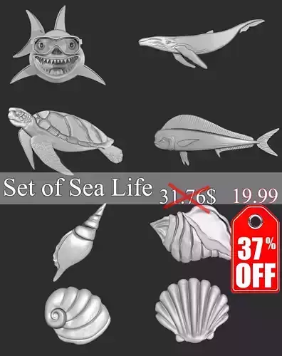 STL models for 3D printing and CNC Set of Sea Life 8 stl file 3D print model