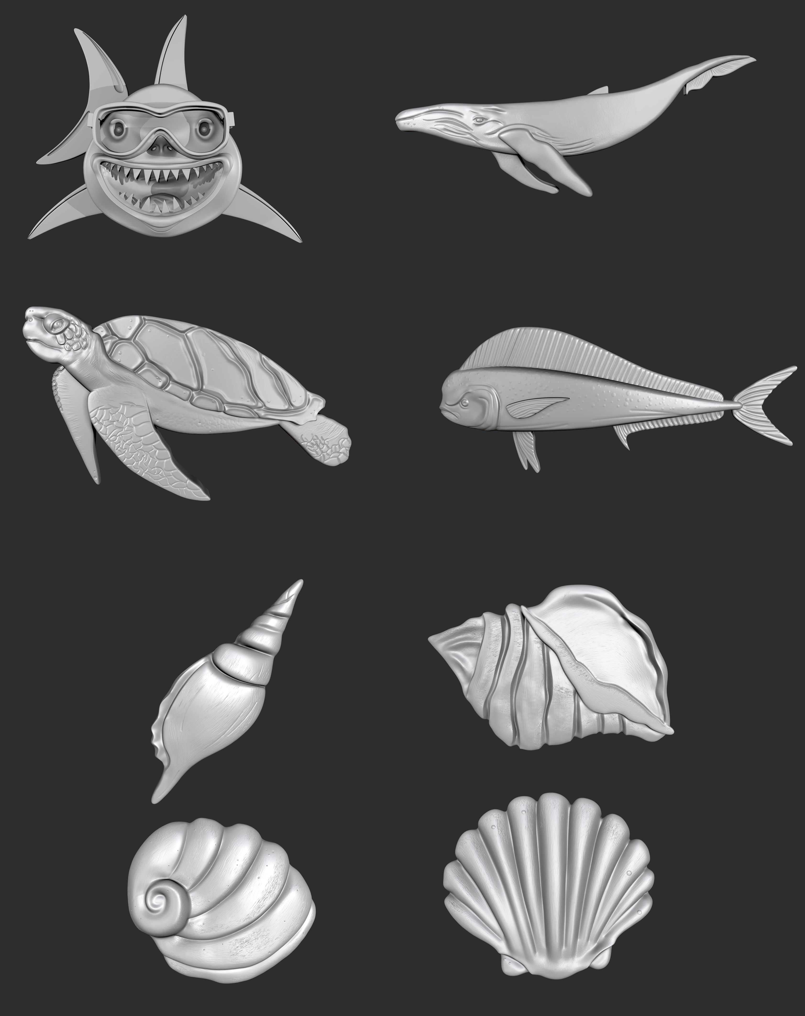 STL models for 3D printing and CNC Set of Sea Life 8 stl file 3D print model_1