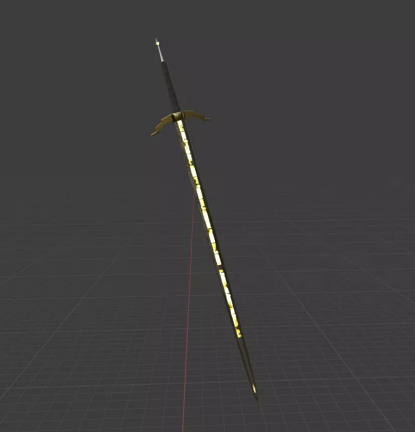 Magic Sword With Runes Low-poly 3D model_0