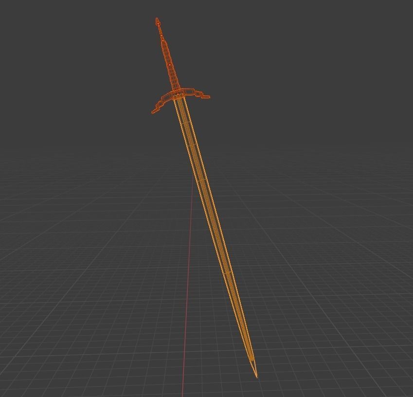 Magic Sword With Runes Low-poly 3D model_1