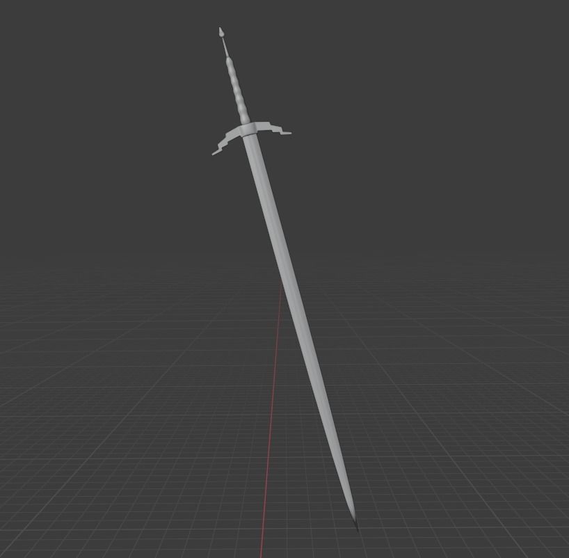 Magic Sword With Runes Low-poly 3D model_3