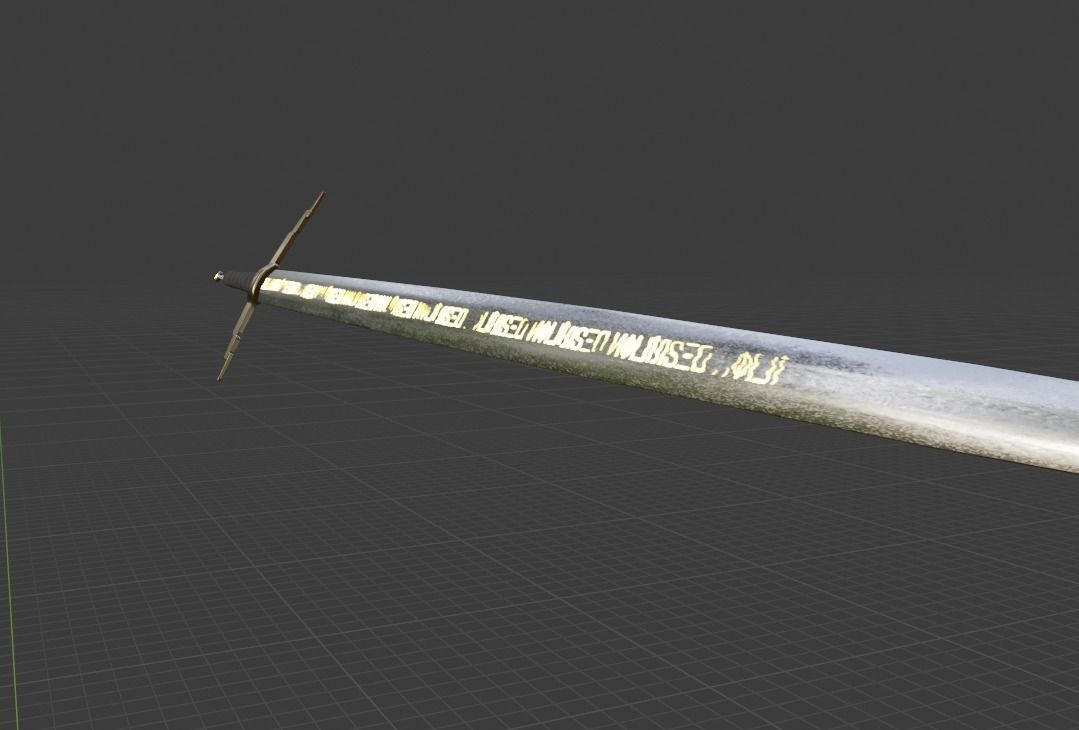 Magic Sword With Runes Low-poly 3D model_6