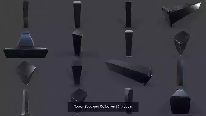 Tower Speakers Collection - Low Poly 