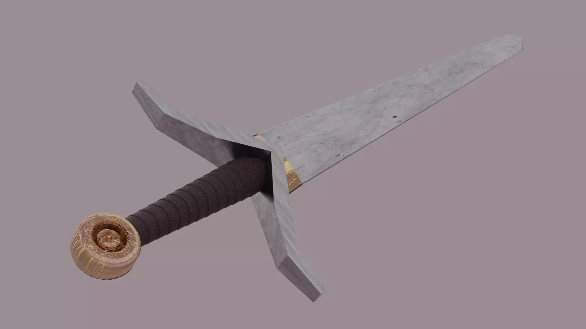 Medieval Realistic Steel Sword Weapon Gold n Steel PBR Free 3D model