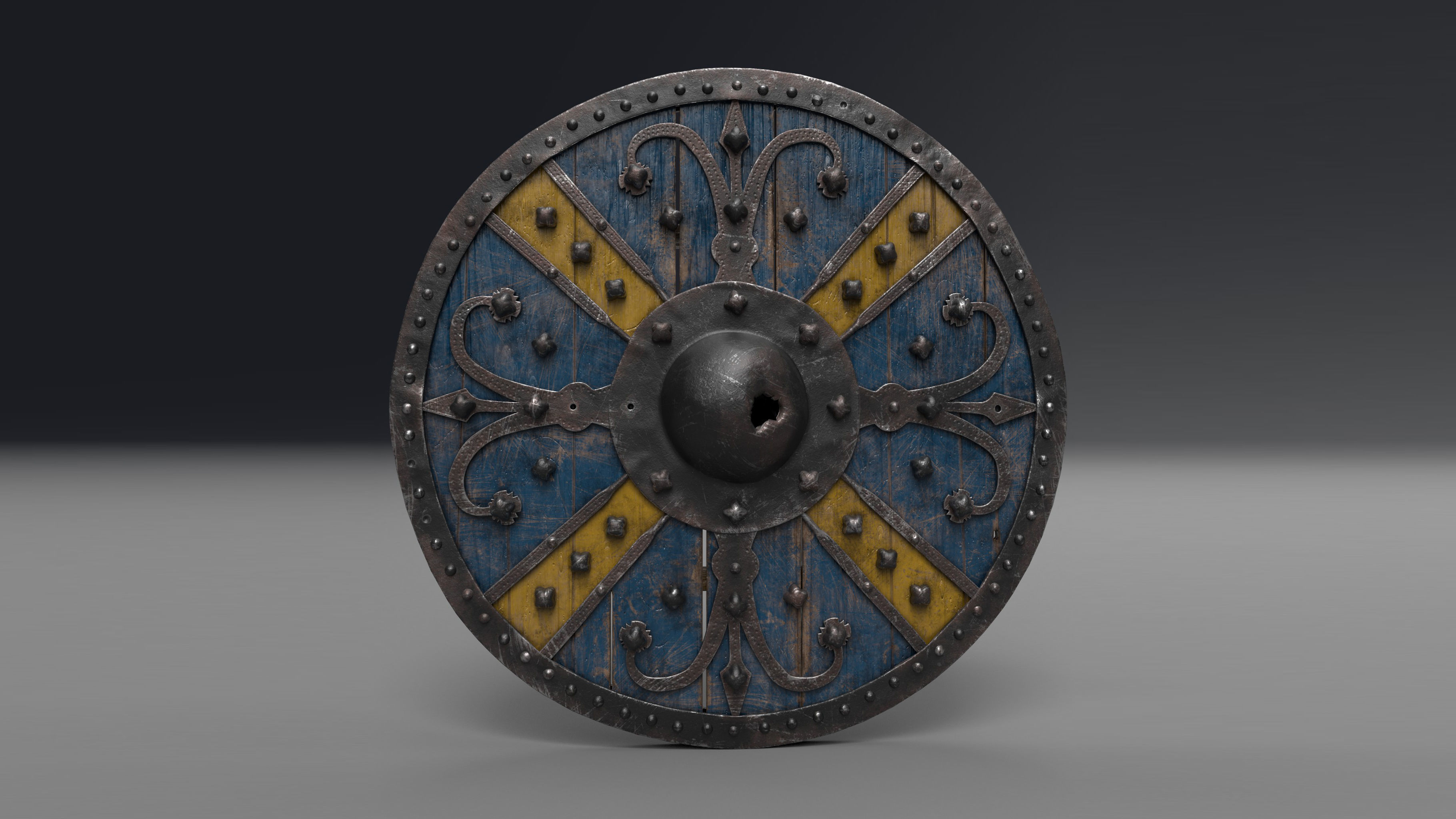 AAA Medieval Viking Shield Low-poly 3D model_7