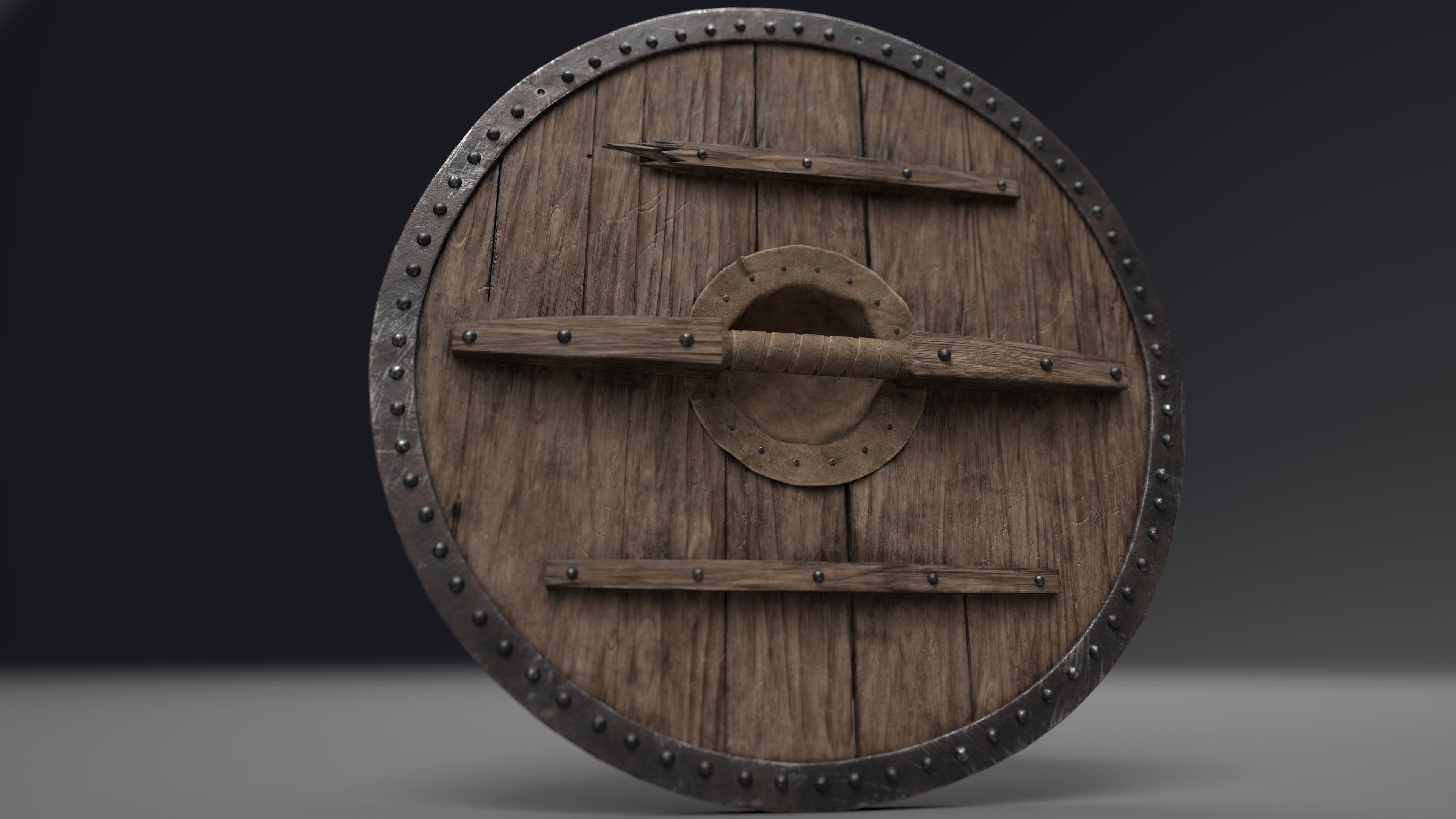 AAA Medieval Viking Shield Low-poly 3D model_9