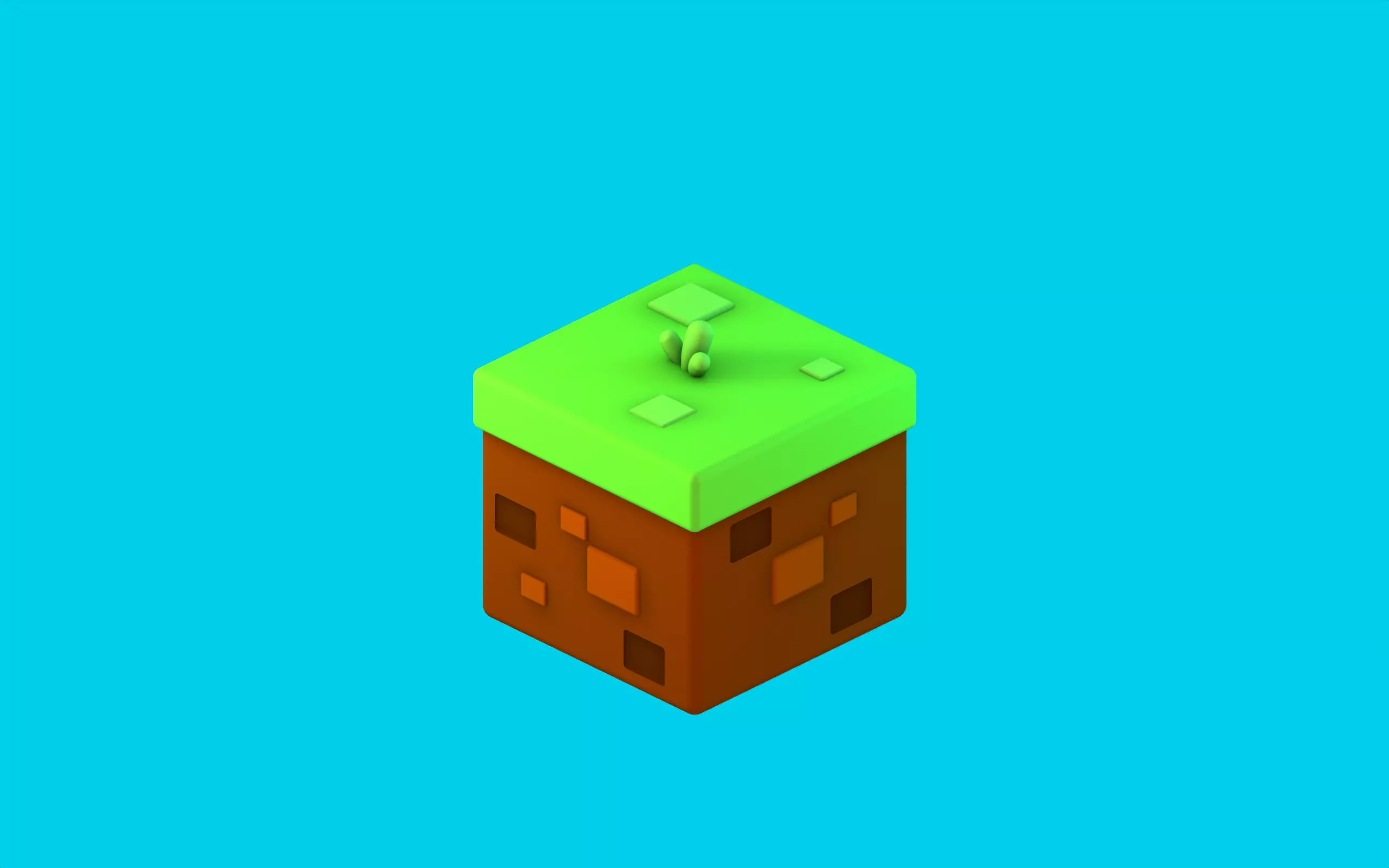 Grass Block Low-poly 3D model