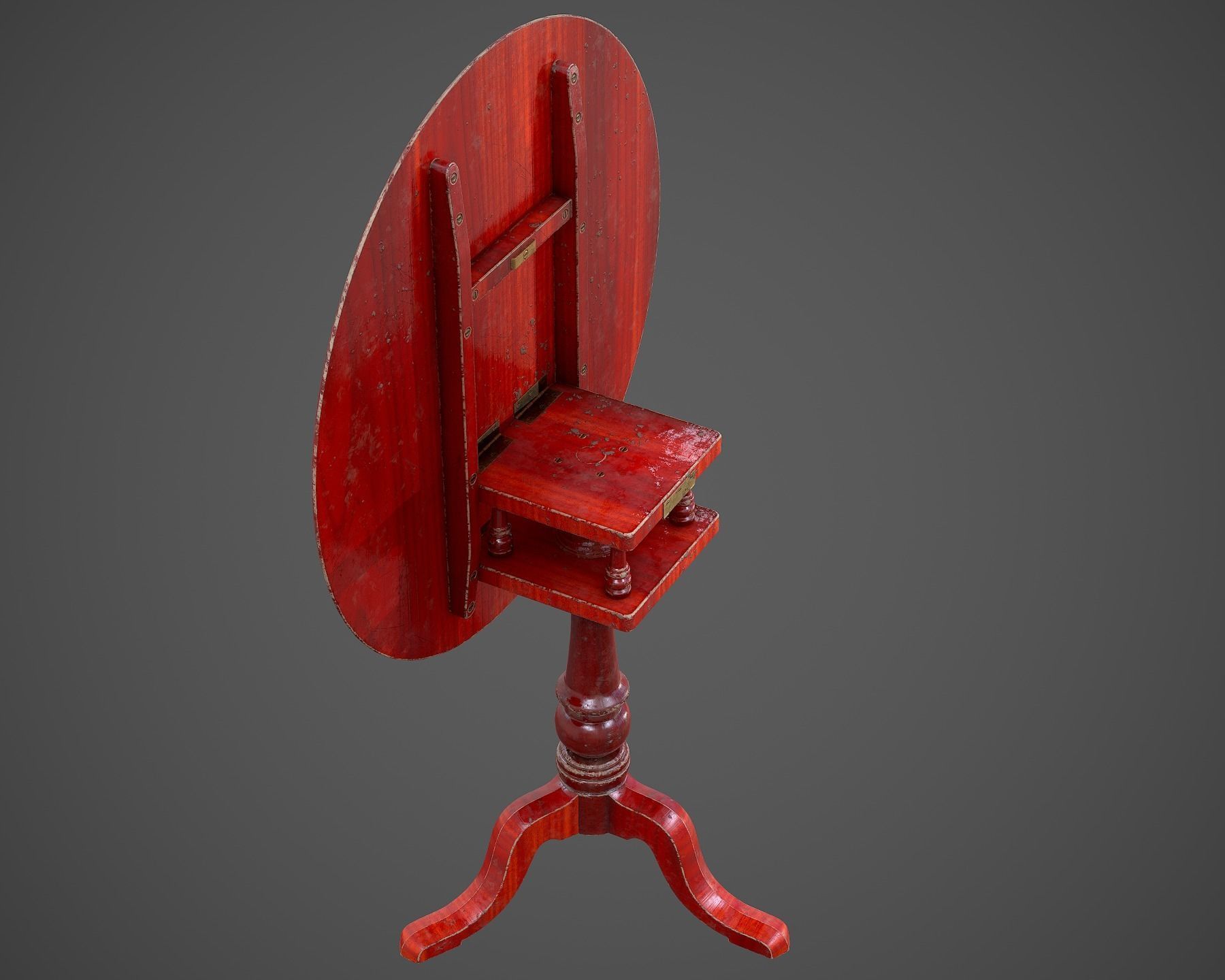 Tables Collection - Low Poly wooden table with circular top _108