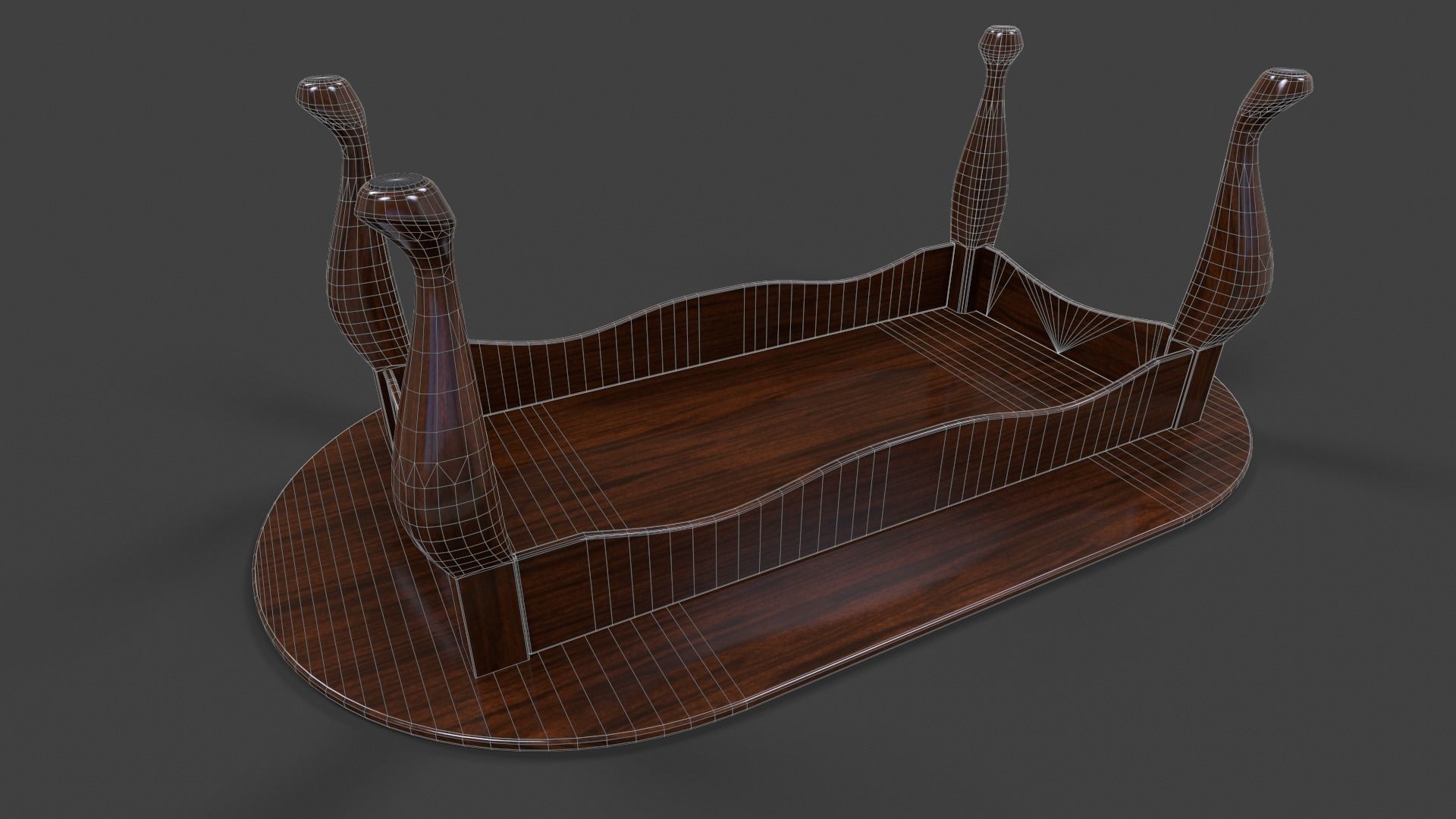 Tables Collection - Low Poly wooden table with circular top _76