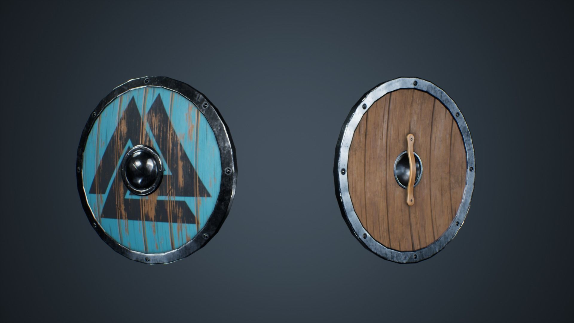 Viking Weapons - Curved Shield I Low-poly 3D model_3