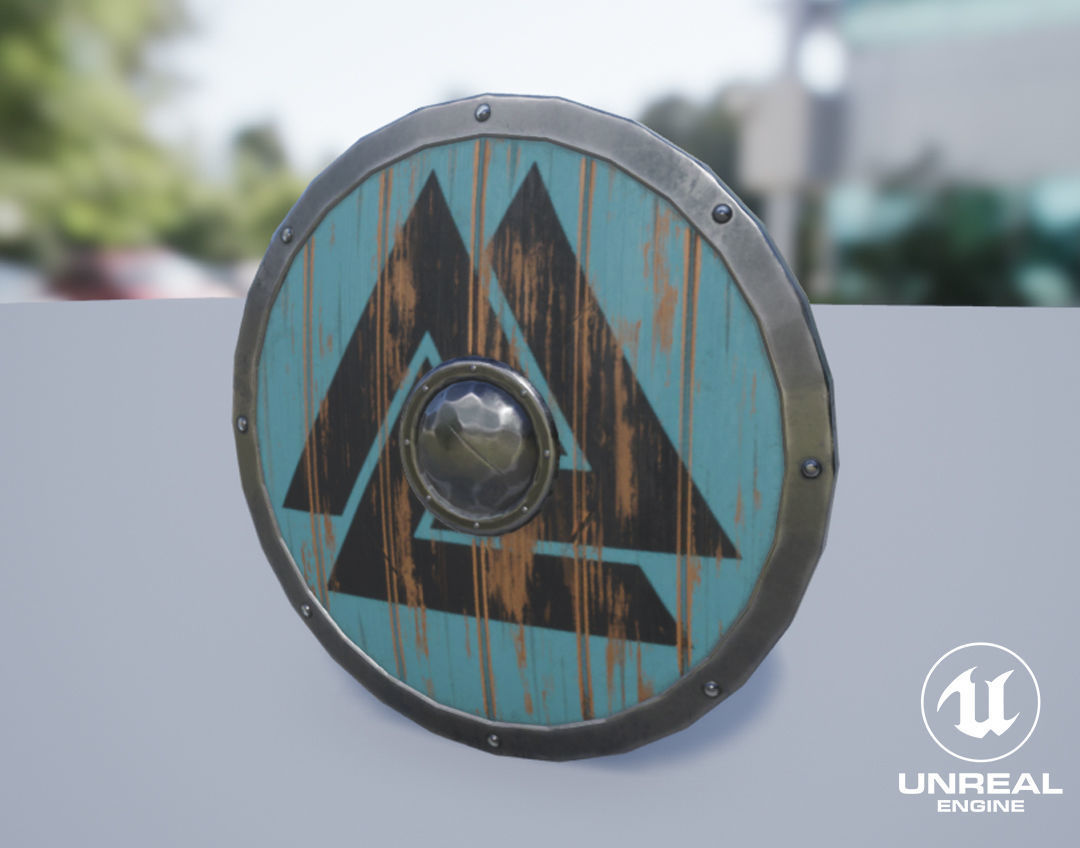 Viking Weapons - Curved Shield I Low-poly 3D model_7