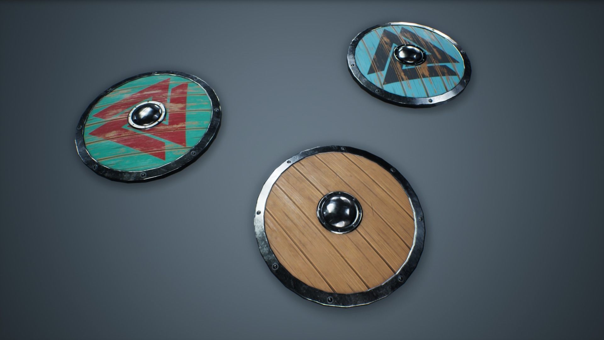 Viking Weapons - Curved Shield I Low-poly 3D model_6