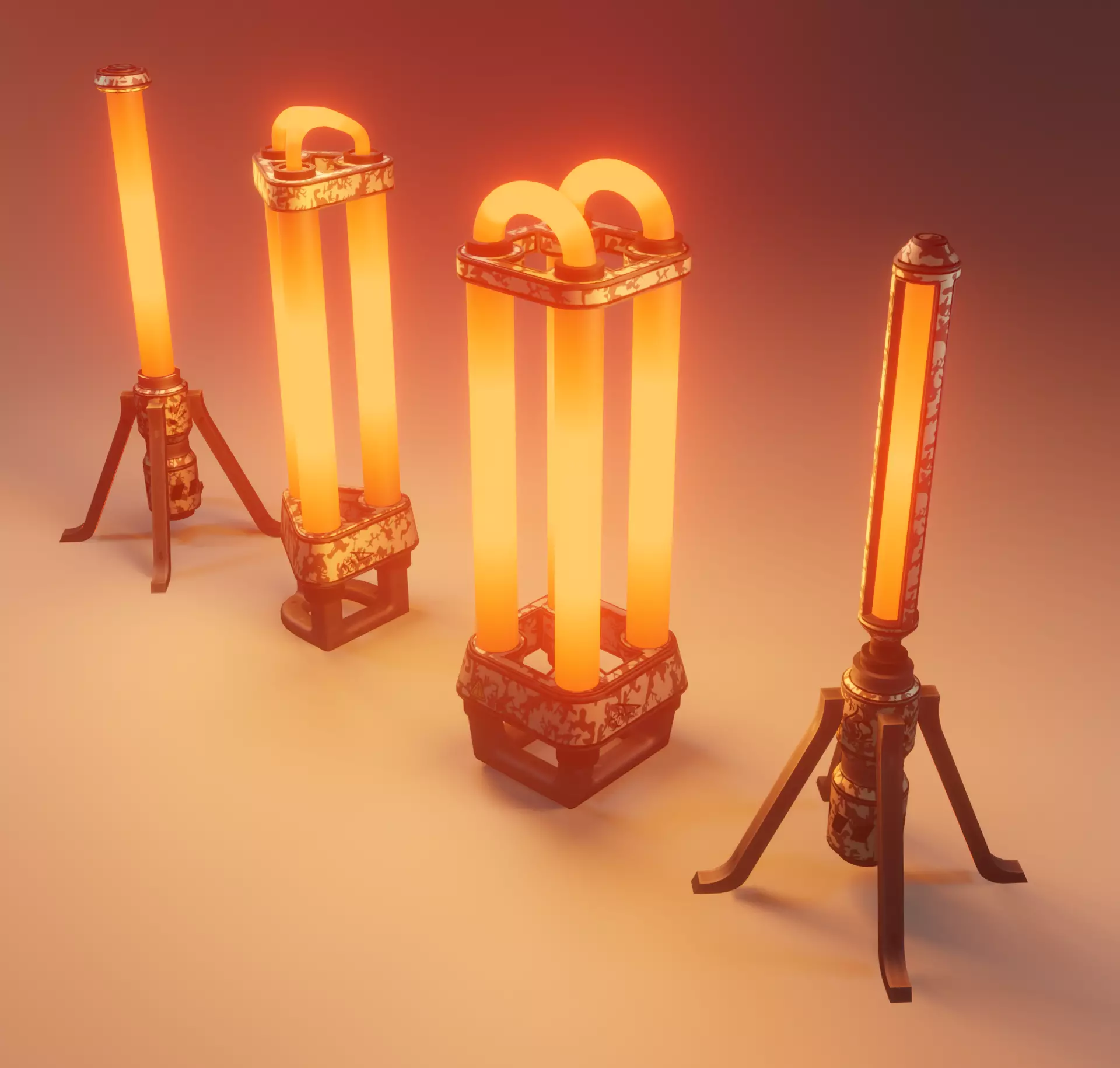 Sci-fi lamp Low-poly 3D model