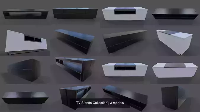 TV Stands Collection - Low Poly 