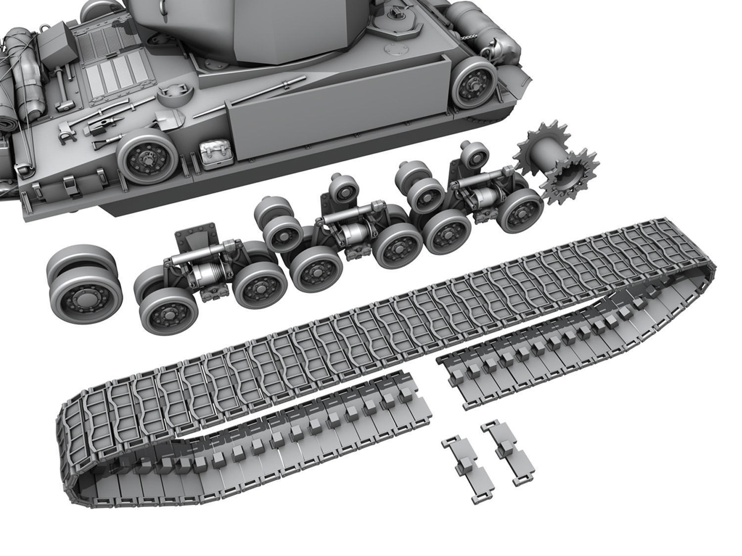 M4A3E8 HVSS Sherman - Uparmored  3D model_9