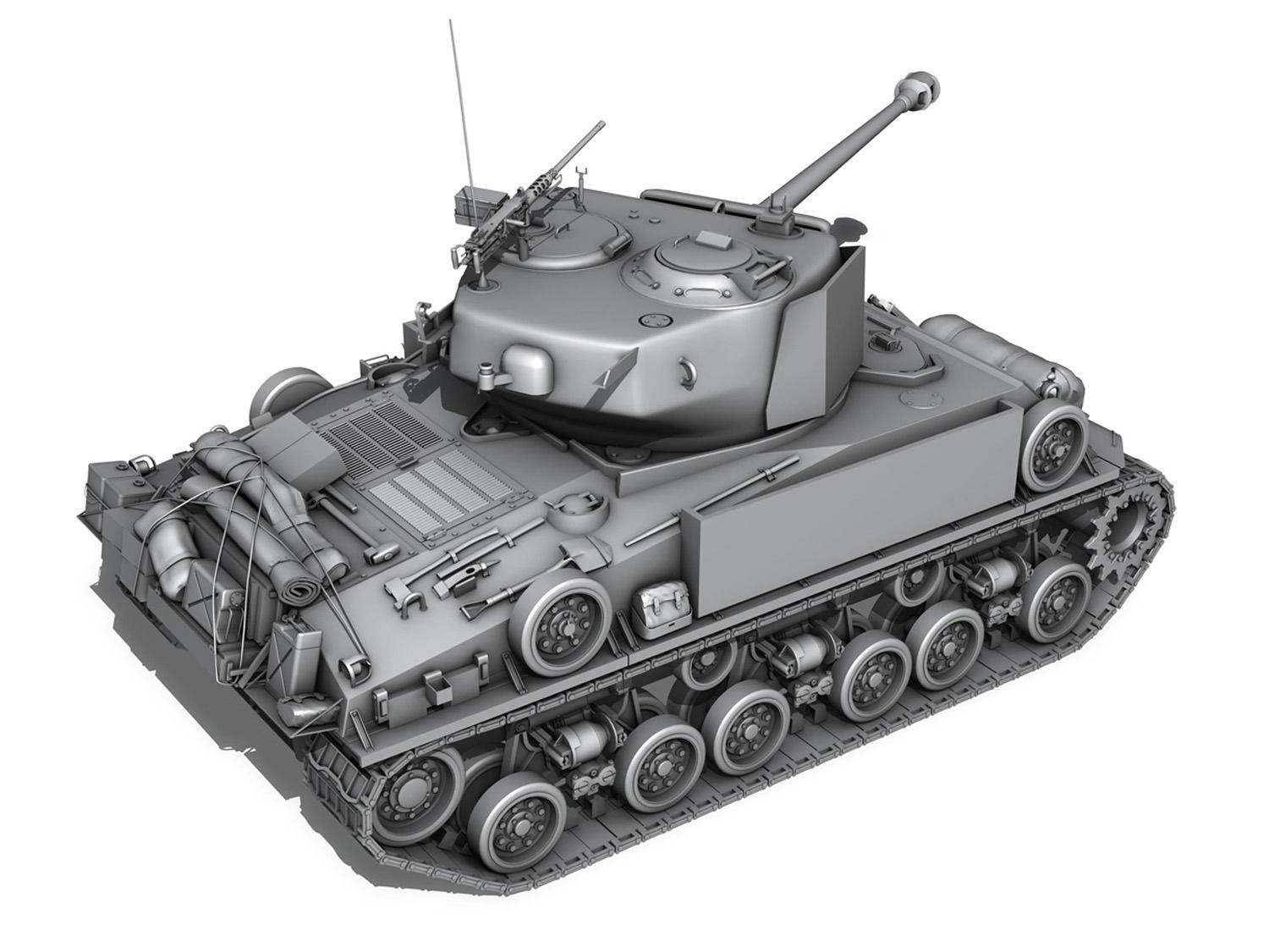M4A3E8 HVSS Sherman - Uparmored  3D model_4