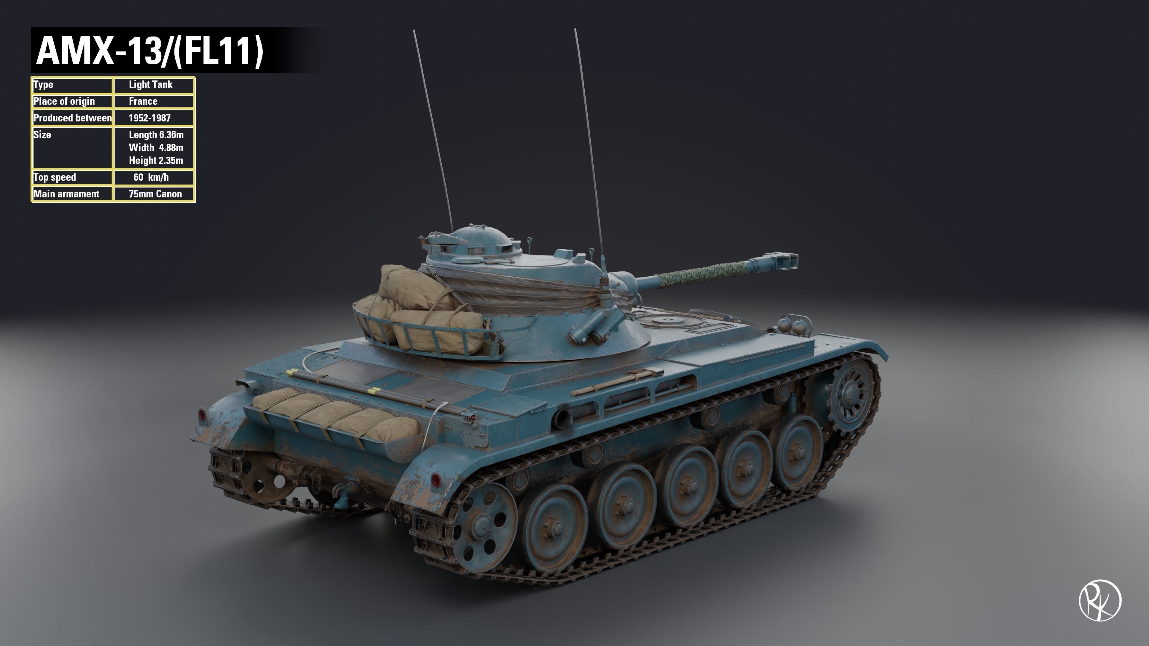 AMX-13 FL11 PBR Model 3D model_3