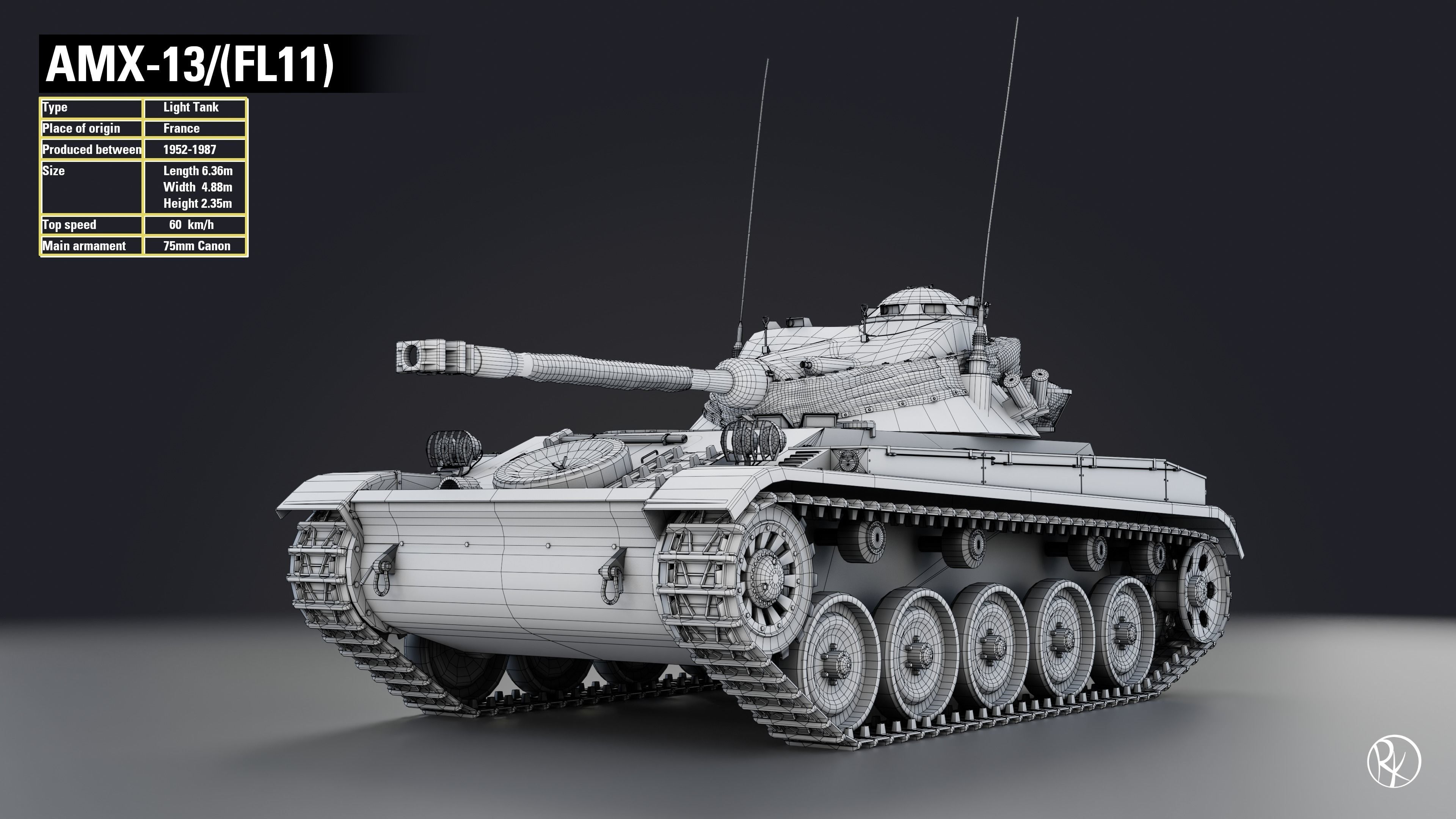 AMX-13 FL11 PBR Model 3D model_13