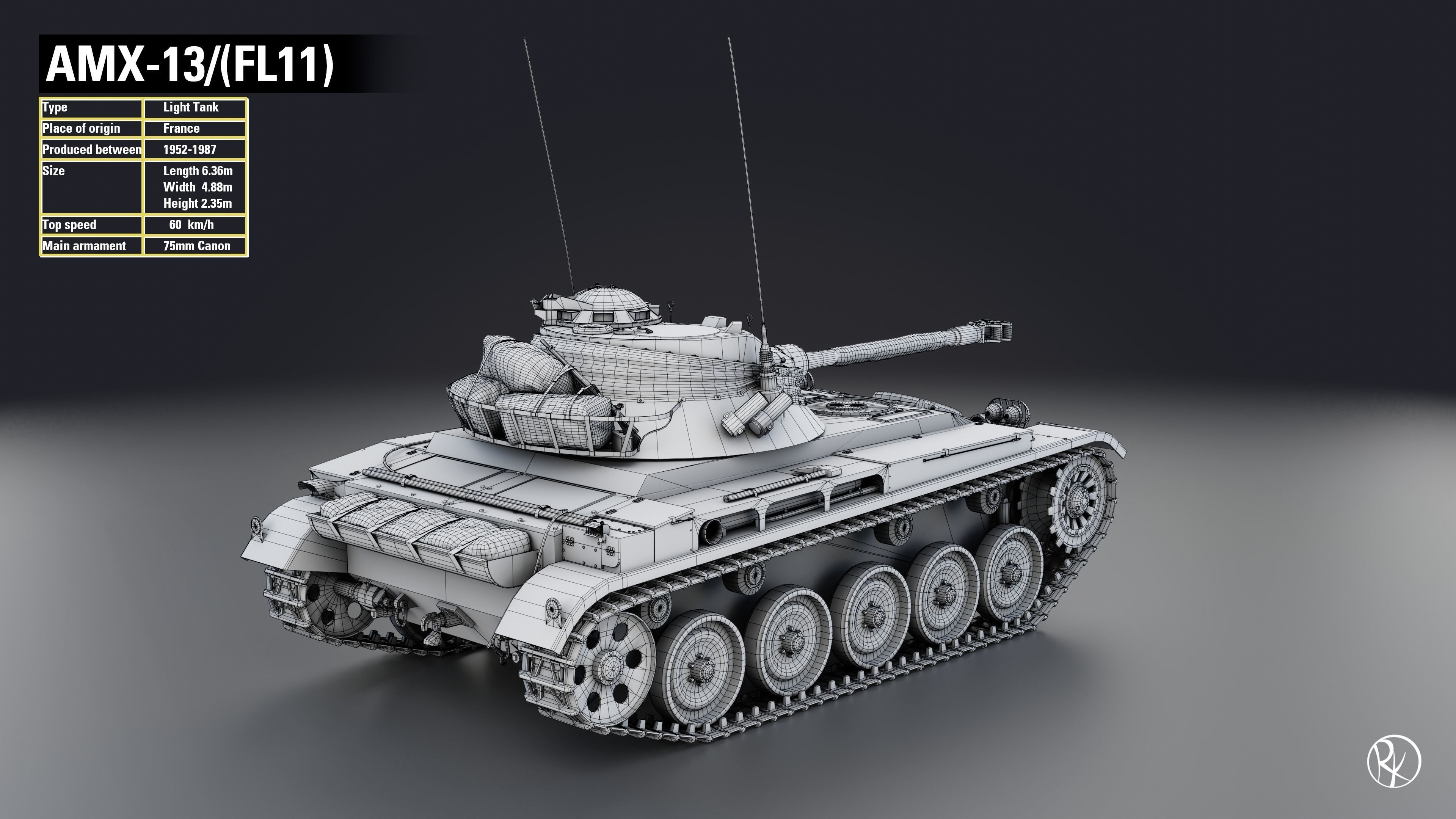 AMX-13 FL11 PBR Model 3D model_14