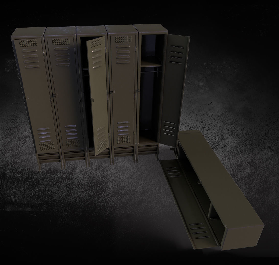 3D locker metal Low-poly 3D model_2