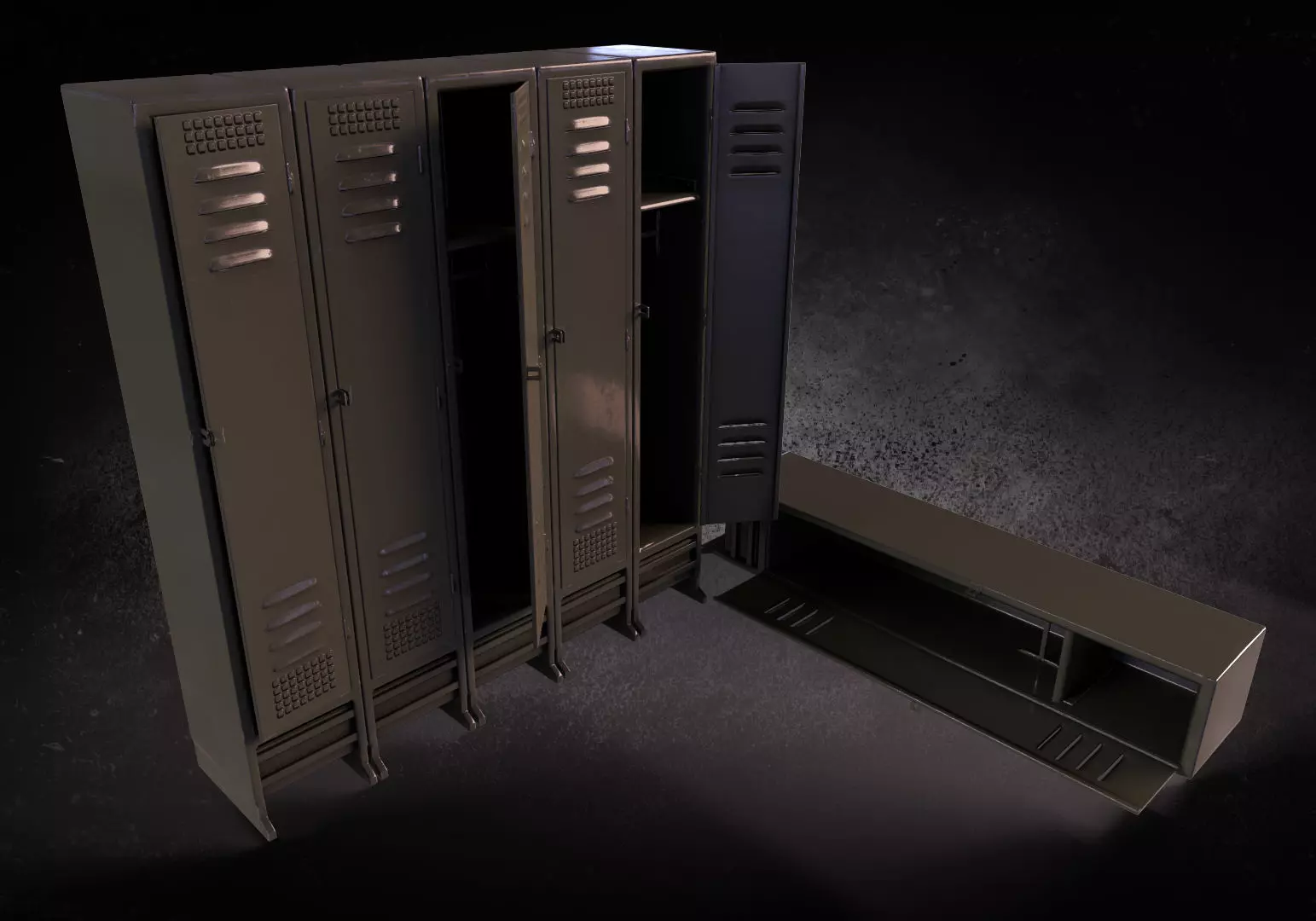 3D locker metal Low-poly 3D model_0