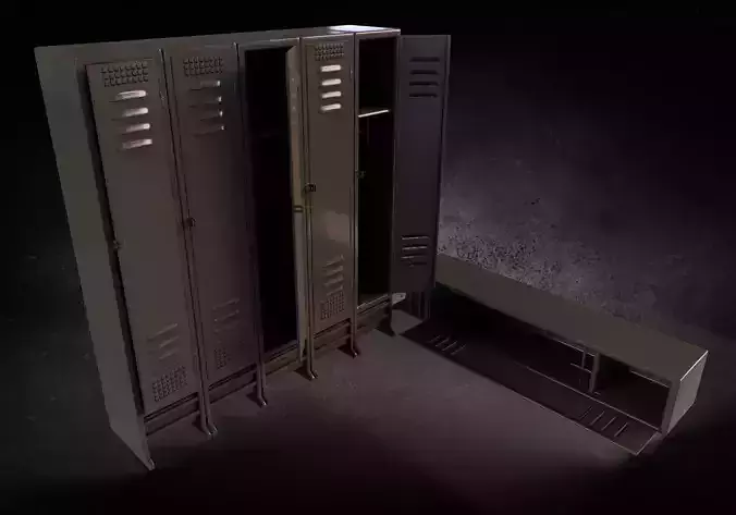 3D locker metal Low-poly 3D model