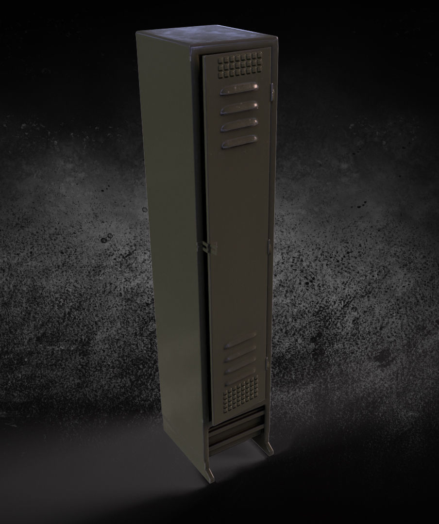 3D locker metal Low-poly 3D model_3