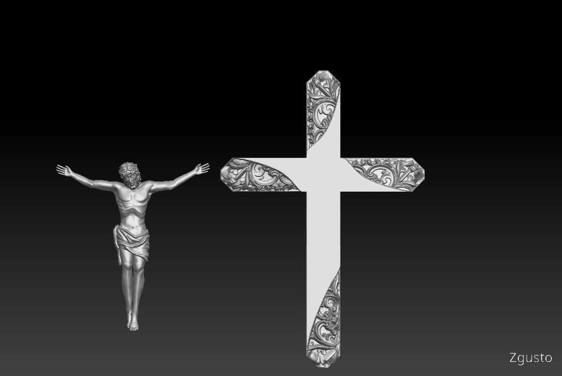 Jesus and cross 3D print model_3