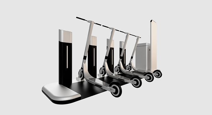 Electric Scooter Design with Parking Stand 3D model