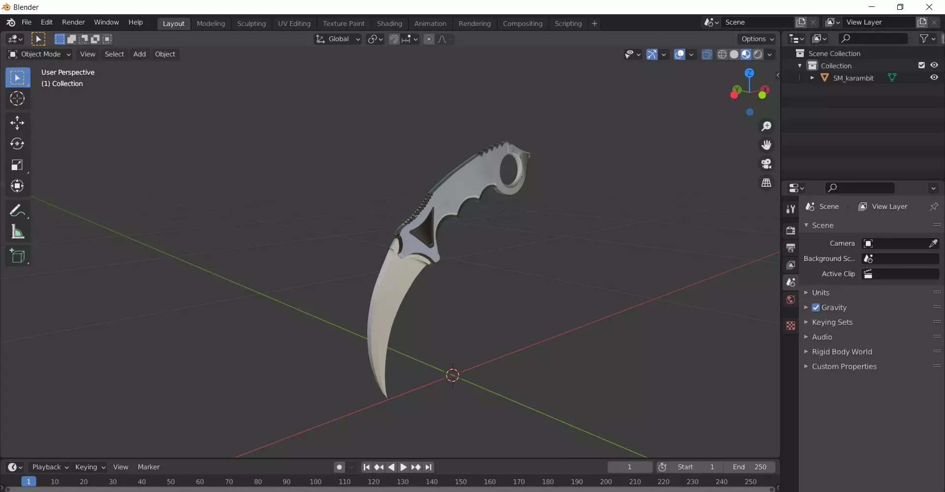 Simple Karambit Knife Free 3D model_0