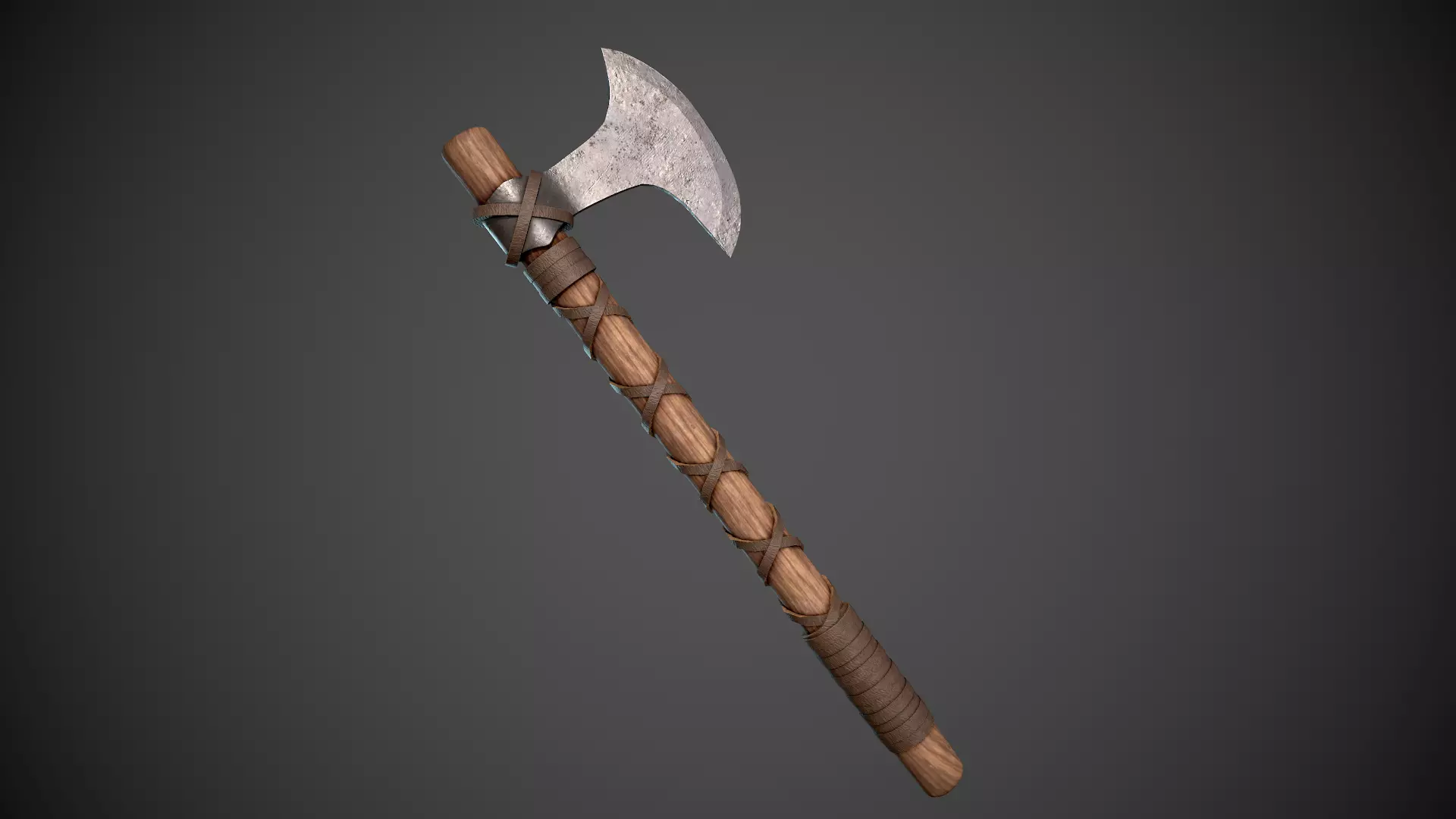 Battleaxe axe Low-poly 3D model_0