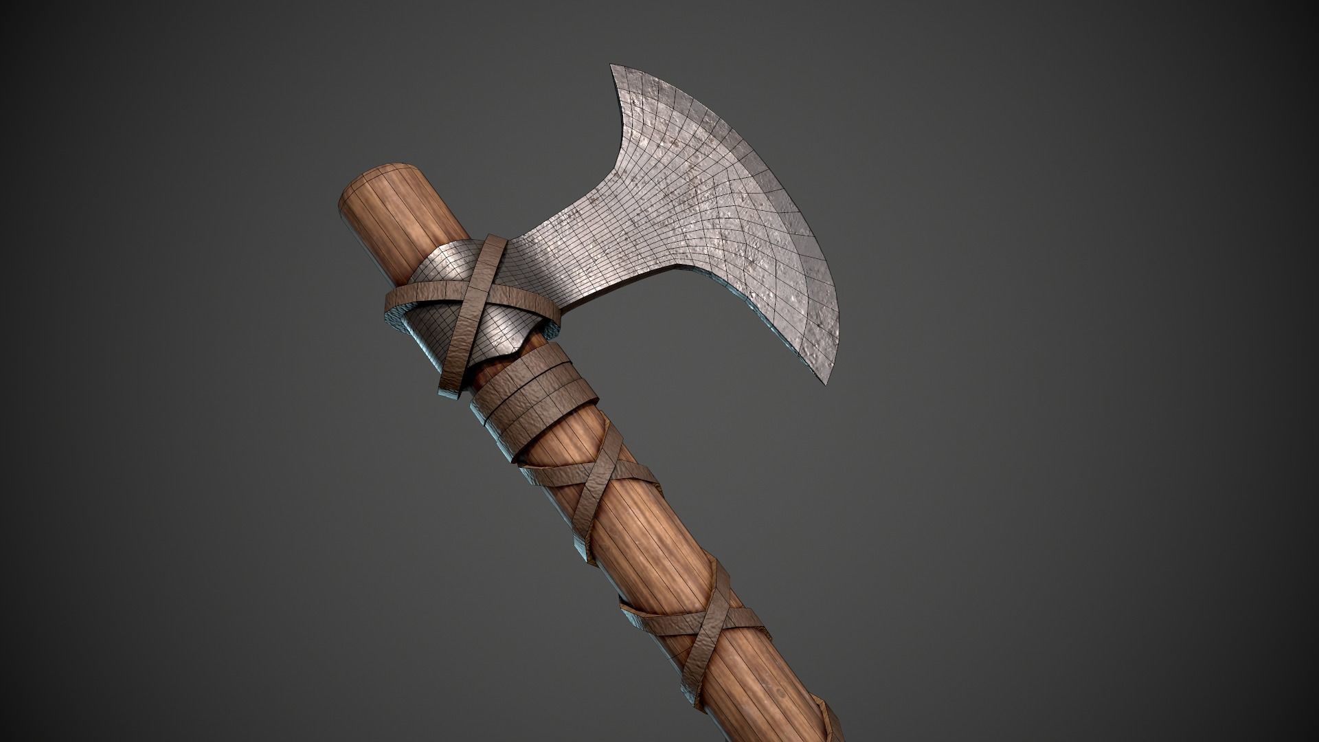 Battleaxe axe Low-poly 3D model_7